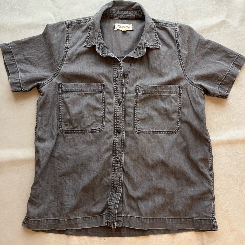 Madewell black denim short-sleeve button-down